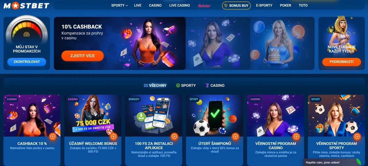 Bonusy a promo akce v Mostbet Casino